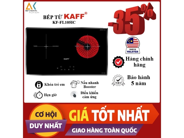 Bếp điện từ 2 vùng nấu kết hợp Kaff KF-FL105IC - Made in Malaysia